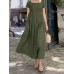 Short Sleeve Square Neck Pleat Solid Midi Dress